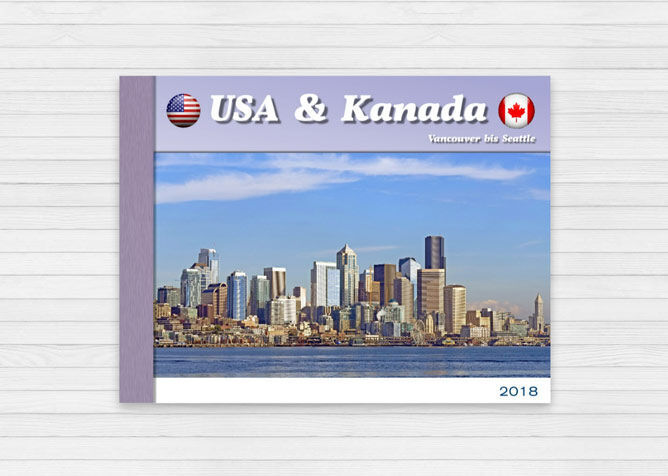 Fotobuchcover von USA und Kanada mit Skyline von Seattle