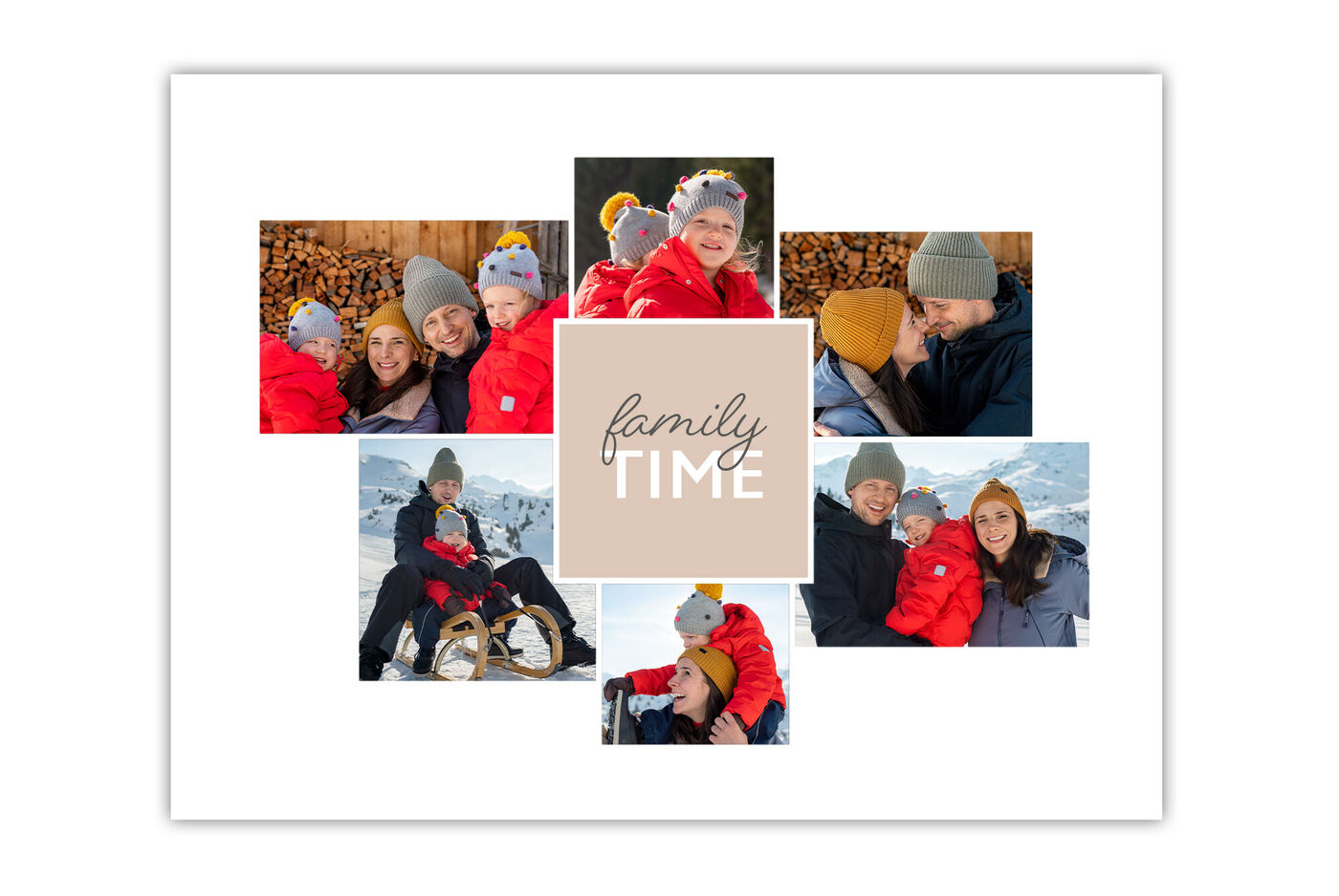 Familienbilder in verschiedenen Outdoor-Szenen, fröhliche Momente und gemeinsame Zeit genießen, in den Bergen.