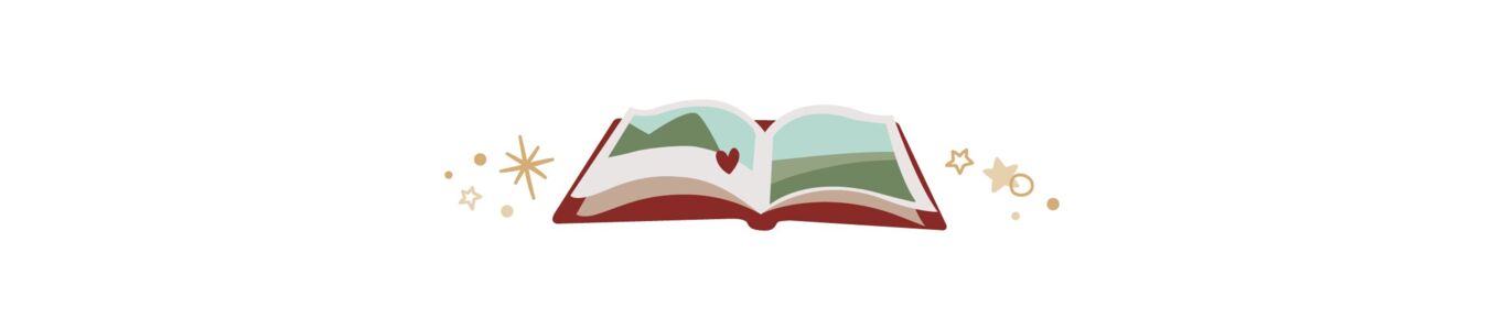 Ein geöffnetes Buch mit schönen Bildern, das Freude ausstrahlt.