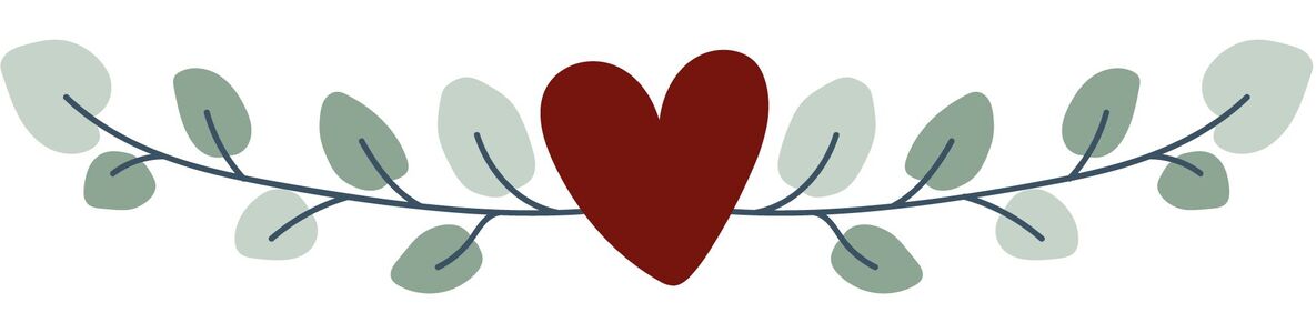 Ein rotes Herz in der Mitte von grünen Blättern, das eine liebevolle Verbindung symbolisiert